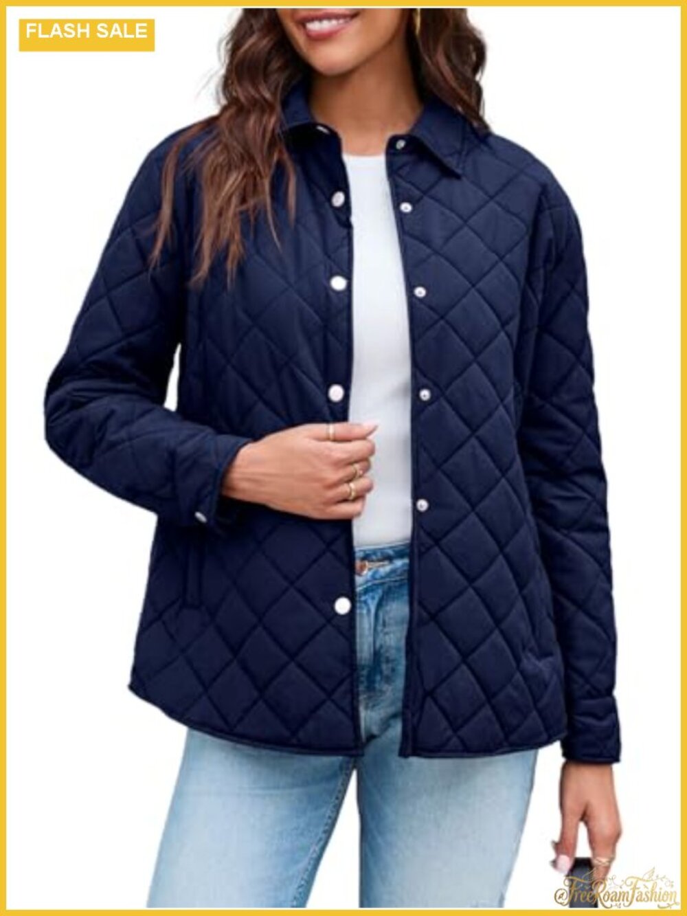 Womens Quilted Lightweight Jacket Button Down Puffer Stand Collar Warm Coat